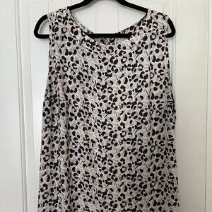 Loft Plus Gray & Pink Leopard Print Shell Tank Size 18